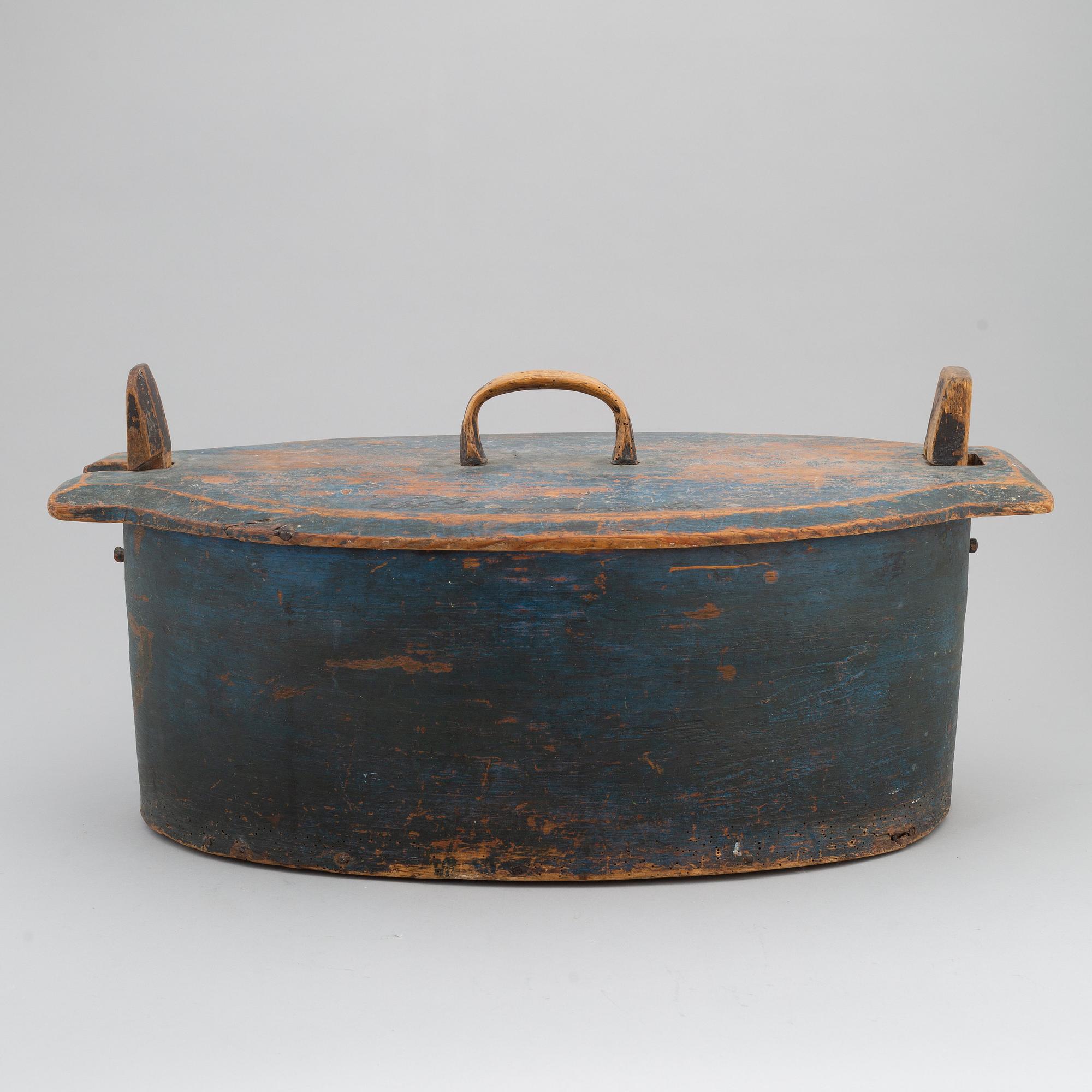 A 19th century large painted wooden box.