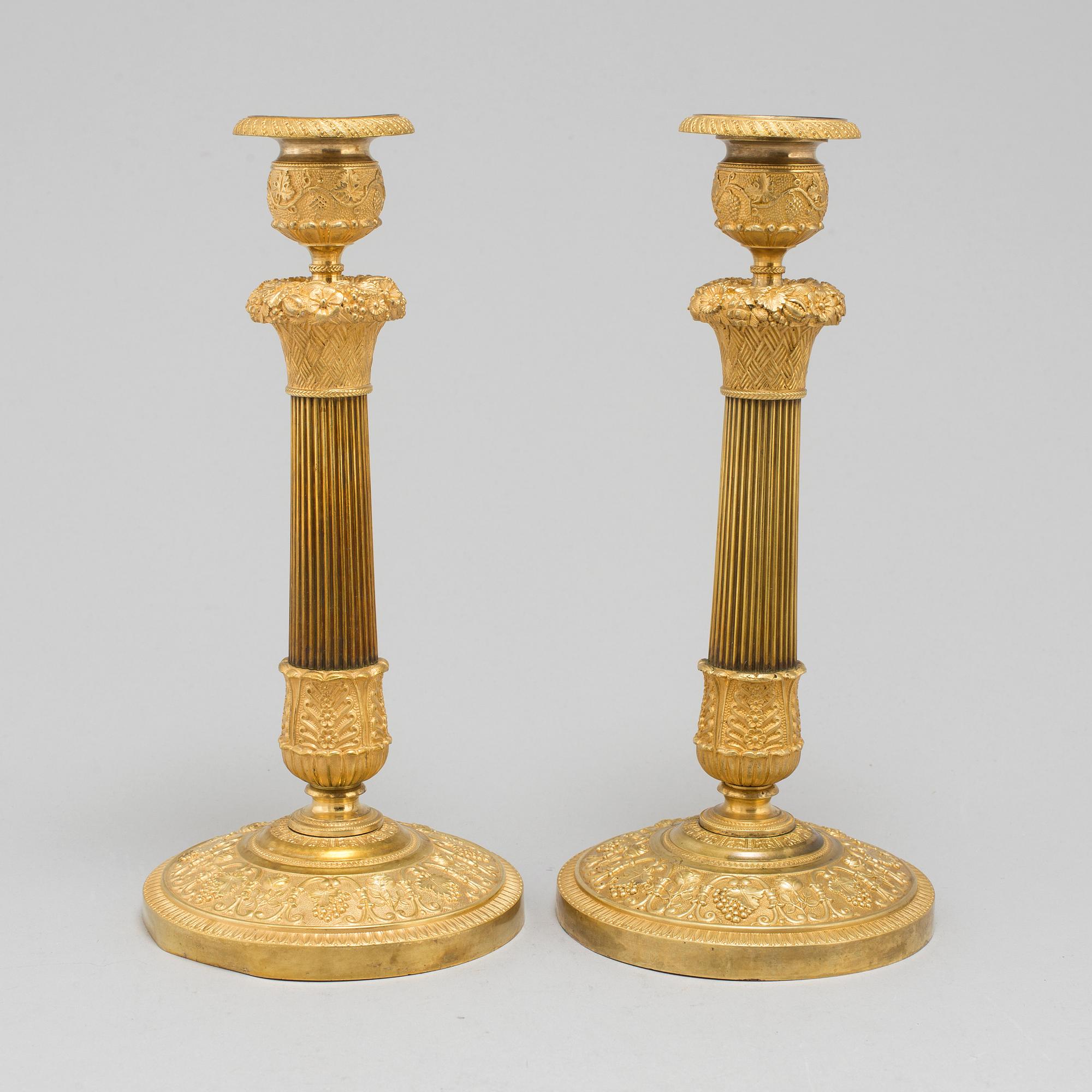 CANDLESTICKS, a pair, Empire, France, first half of the 19th century.
