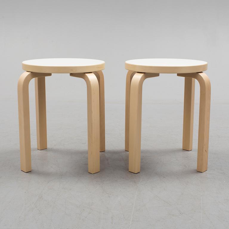 Two Alvar Aalto 'Model 60' stool, for Artek, Finland.