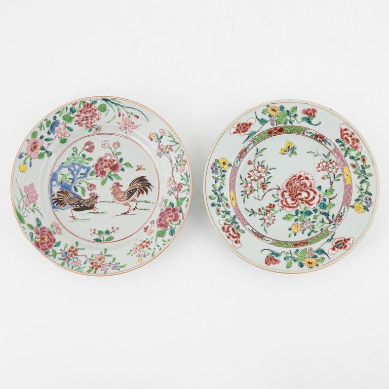 Two Chinese famille rose plates, Qing dynasty, Qianlong (1736-95).