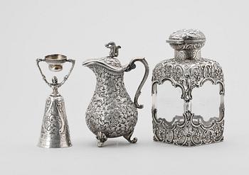 PARTI SILVER, 3 delar, 18/1900-tal. Tot vikt 307 g.