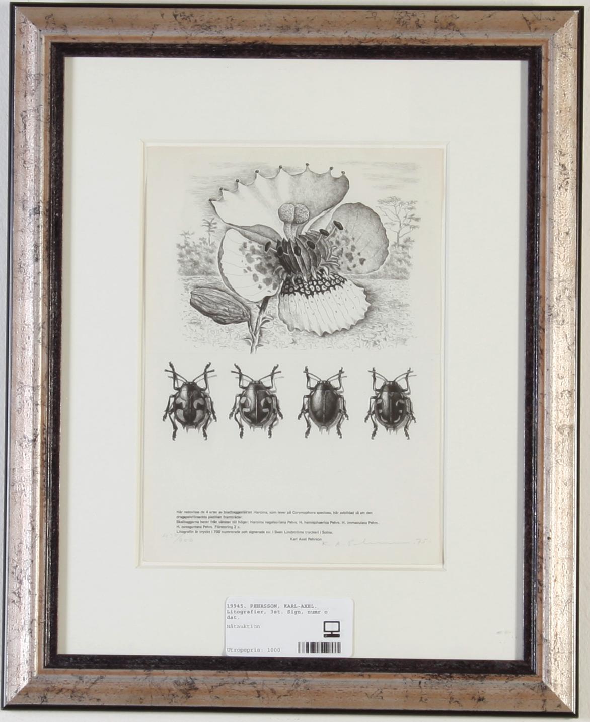 PEHRSON, KARL-AXEL. Litografier, 3st. Sign, numr o dat.