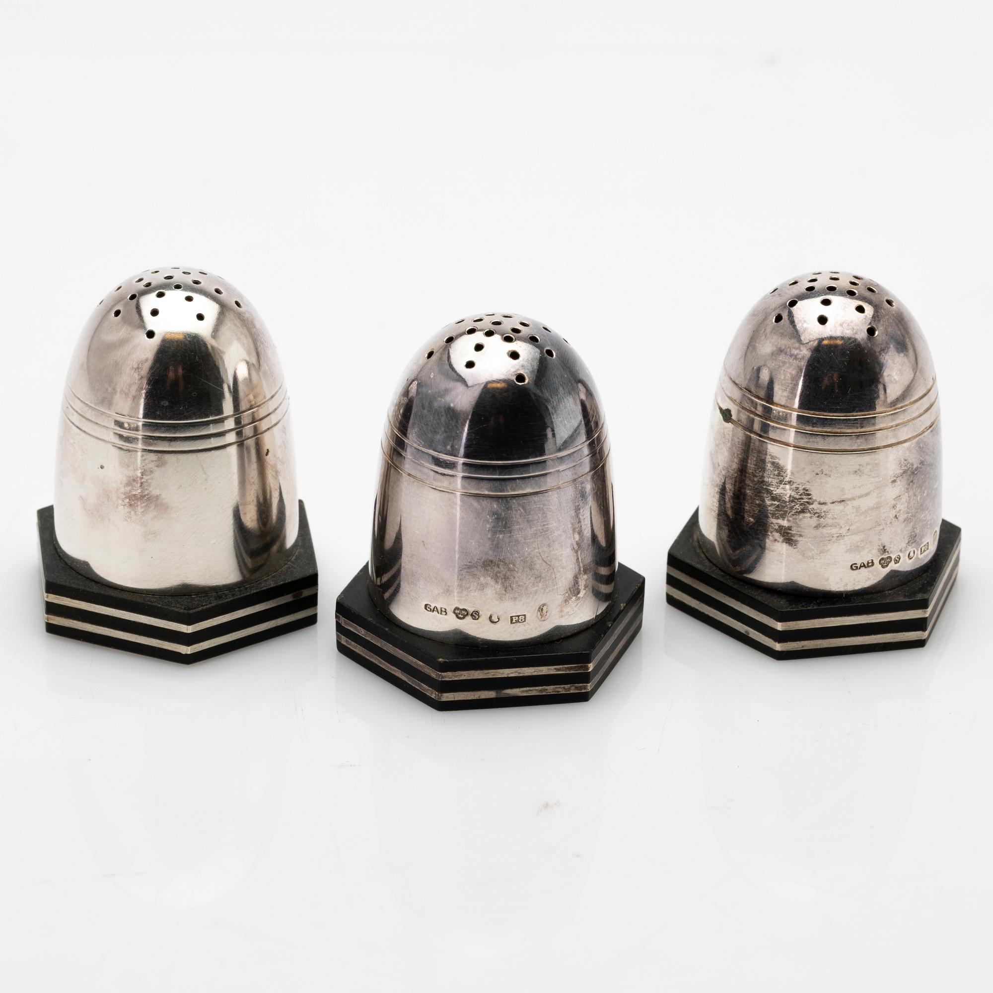 Salt cellars, 9 pieces, silver, GAB, Stockholm, 1941–1942.