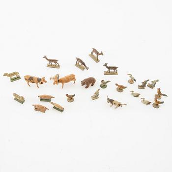 Miniature animals, approximately 28 pieces, circa 1900.