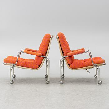 Bruno Mathsson, fåtöljer, ett par, "Karin", Dux, 1970-tal.