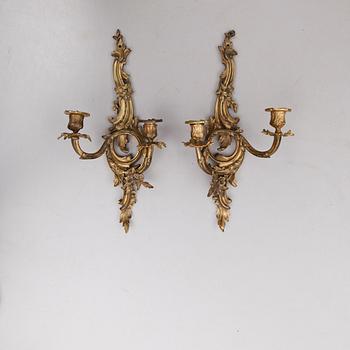 VÄGGLAMPETTER, 1 par, rokokostil, 1900-talets första hälft.