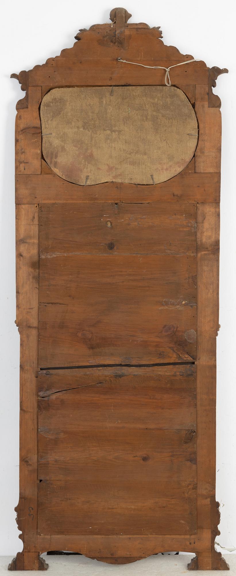 Spegel med konsolbord, sent 1800-tal, med målning, 1700-tal.