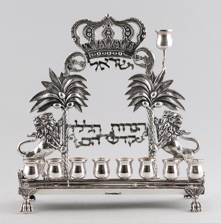 LJUSSTAKE, sterlingsilver, Judaica. Vikt ca 390 g.