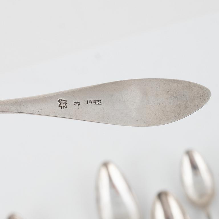 Twenty Swedish Silver Tea- and Coffee Spoons, 19th century.
