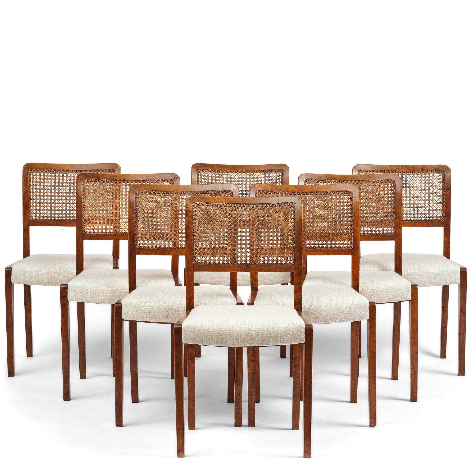 Axel Larsson, a rare set of eight chairs model "1030", Svenska Möbelfabrikerna, Bodafors, 1930s.