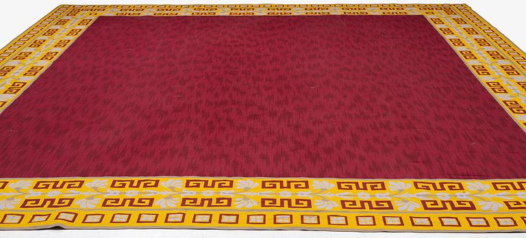 A tapestry weave carpet, c. 528 x 473 cm, signed Aubusson.