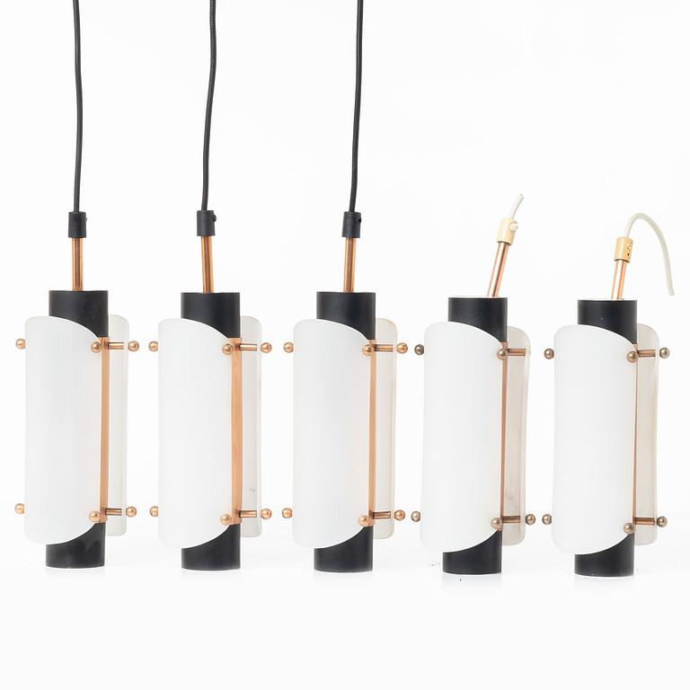 A set of five ceiling lamps, second half of the 20th Century.