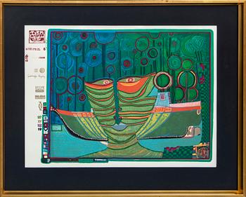 Friedensreich Hundertwasser,  serigraph in colours with metal embossing numbered 1649/3000.