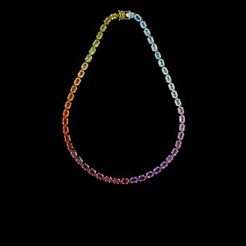 COLLIER, 18k guld med fasettslipade regnbågsfärgade stenar, 41.70 ct, Amsterdam Sauer, Brasilien. Vikt 20,2 g.