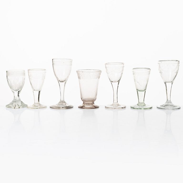 13 glasses, mostly Sweden, circa 1800.