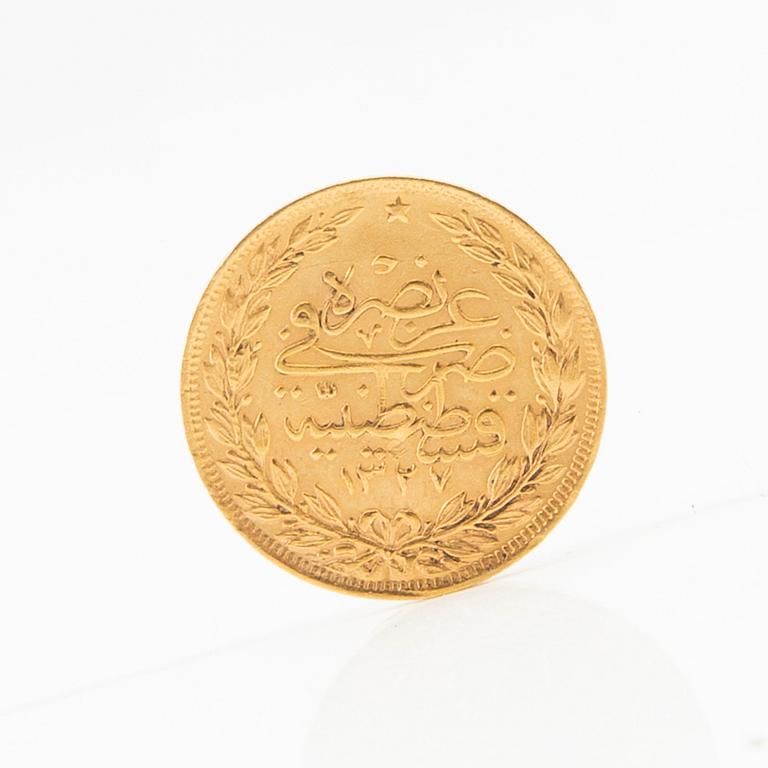 Gold coin 100 kurus Ottoman Empire 1909.