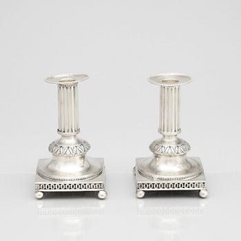 Mikael Nyberg, ljusstakar, ett par, silver, Stockholm 1796.