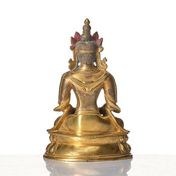 A gilt bronze sculpture of Amitayus, 20th century.