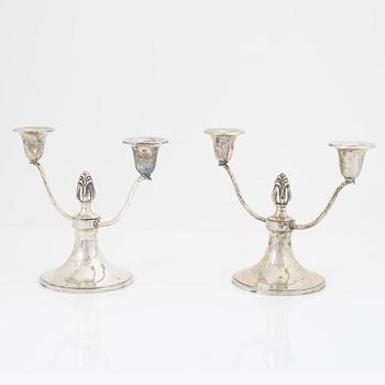 Kandelabrar, ett par, silver, svensk importstämpel.