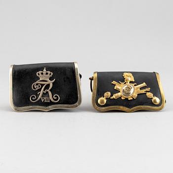 Two Danish 19th Century cartouche boxes.