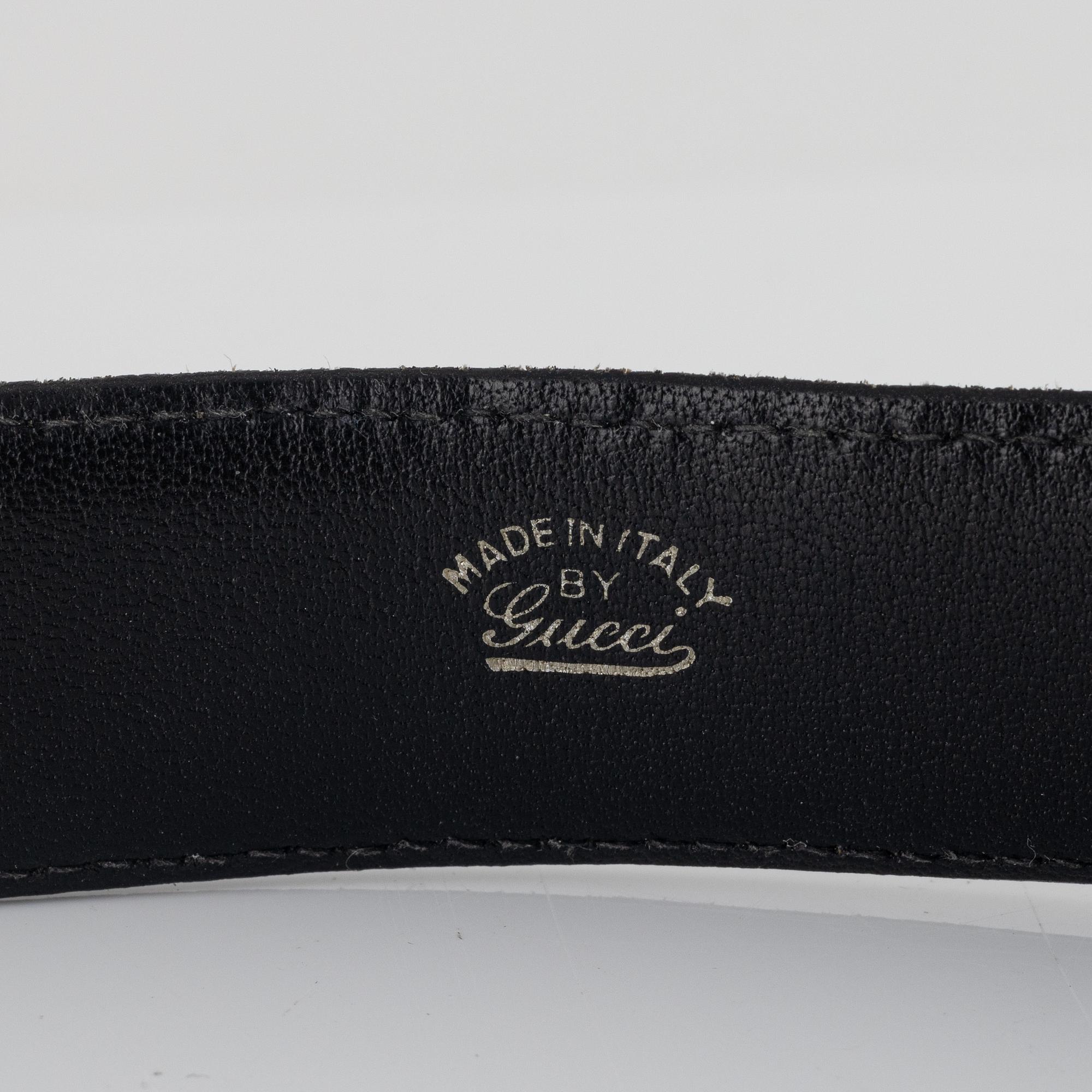 Gucci, two black leather belts, size 70-85.