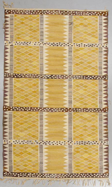 Marianne Richter, a carpet, "Josefina gul", flat weave, ca 267,5 x 165 cm, signed AB MMF MR.