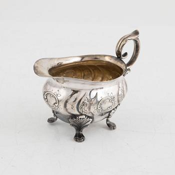 Kaffeservis, 3 delar, silver, rokokostil, CG Hallberg, Stockholm 1948.