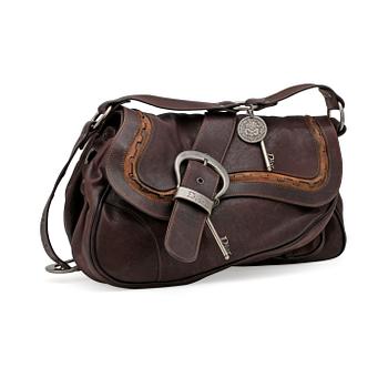 CHRISTIAN DIOR, a brown leather "Gaucho Large Double Saddle bag".