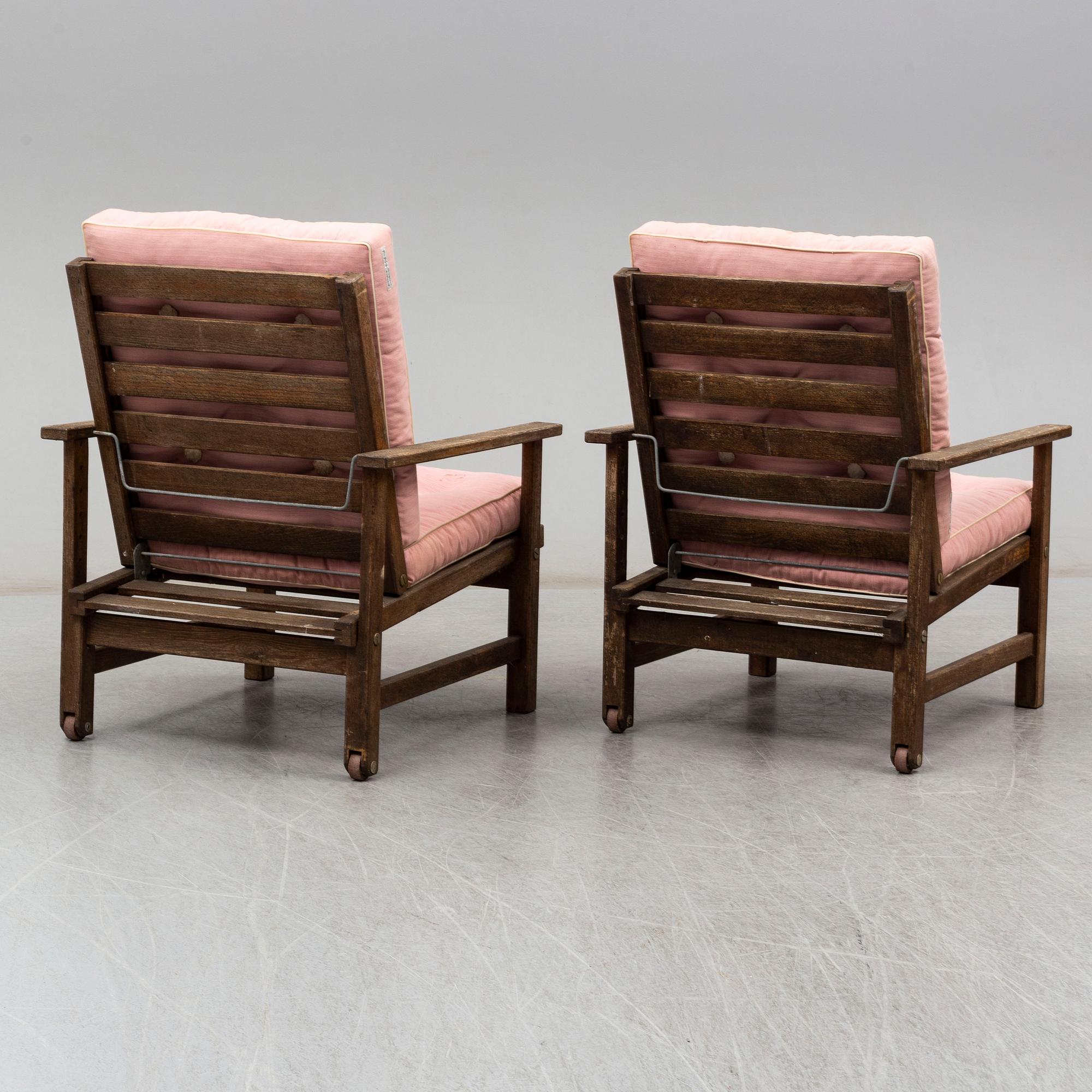 ELSA STACKELBERG, a pair of pine garden armchairs from Fri Form AB.
