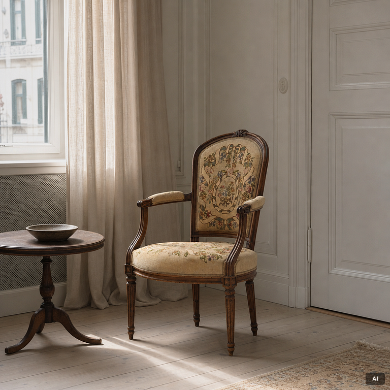 Karmstolar, ett par, Louis XVI-stil, 1800-tal,  Frankrike.