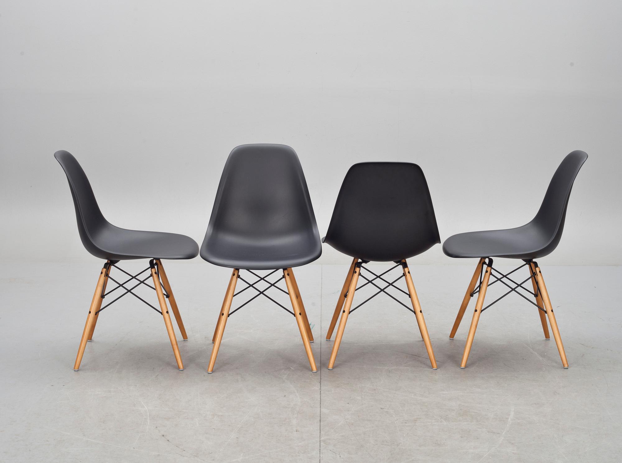 STOLAR, 4 st, "Plastic chair", Charles & Ray Eames, Vitra, 2000-tal.