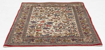 A figural Ghom, rug, c. 160 x 107 cm.