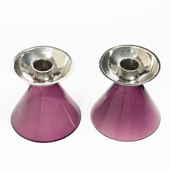 Eino Räsänen, ljusstakar, ett par, silver och glas, Kuopio, Finland 1966.