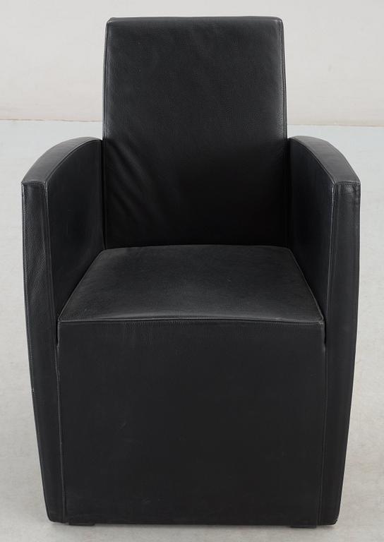 A Philippe Starck 'J Serie Lang' black leather and cast aluminium lounge chair, by Aleph, Italy.