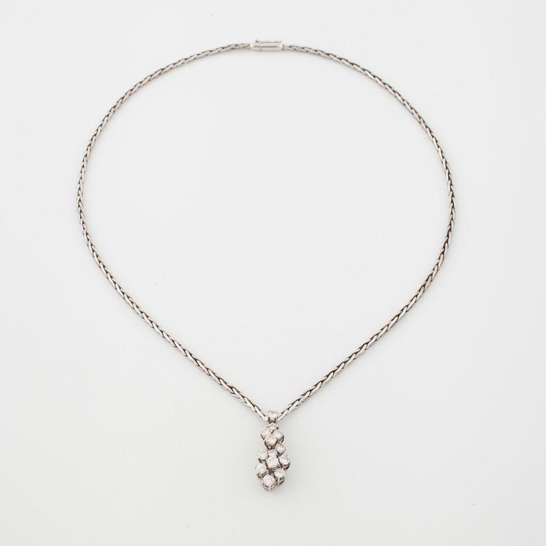 A brilliant cut diamond necklace with Swedish import mark.