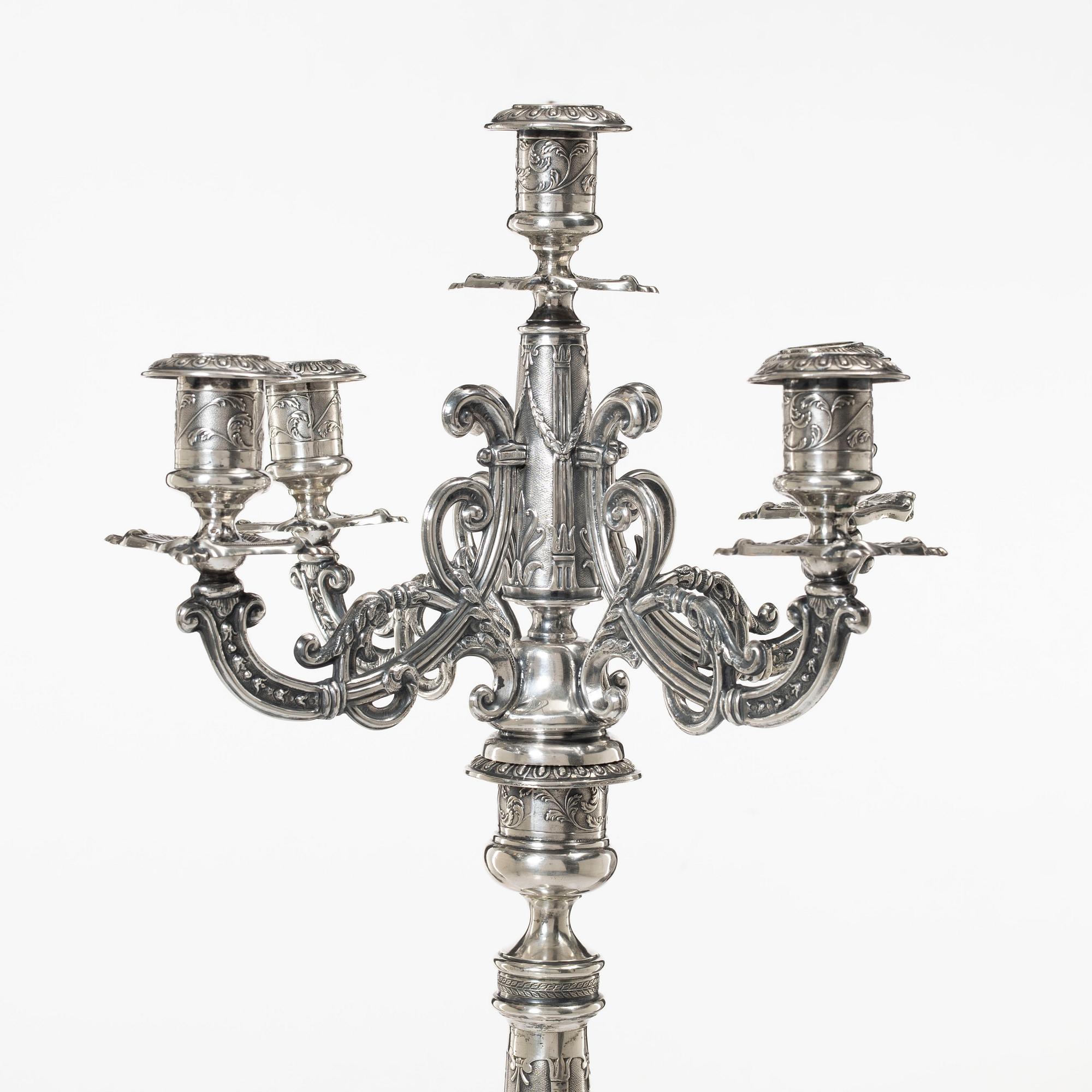 Candelabrum, silver, Isaac (Icek) Ehrlich, Warsaw, circa 1900.