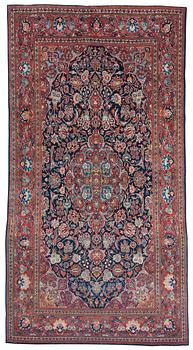 454. A CARPET. A semi-antique Kashan part silk. 248,5 x 136 cm.