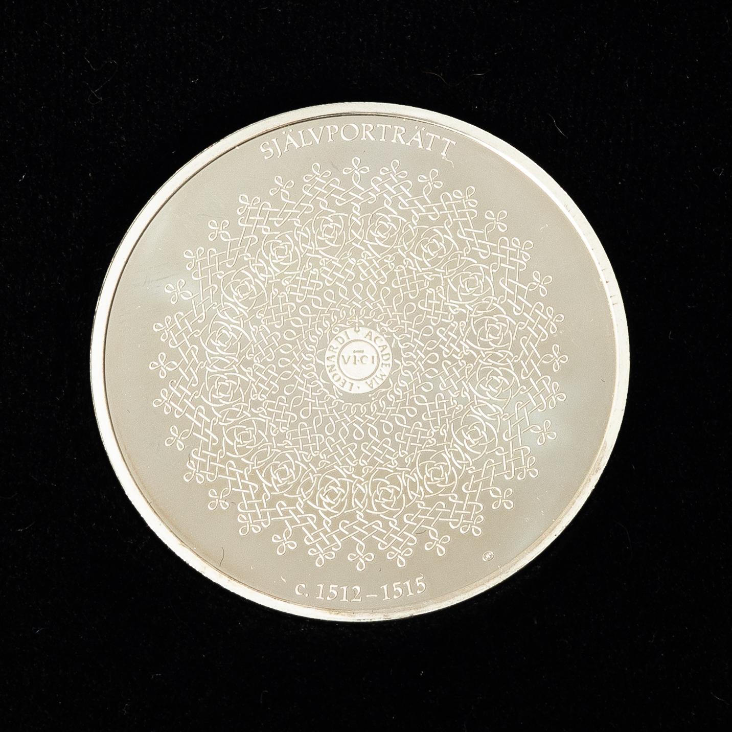 Schatull med medaljer silver 925/1000. "Mästaren och geniet Leonardo da Vinci". Franklin Mint 1970-tal.