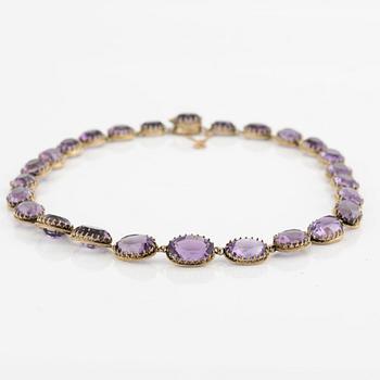 Necklace, rivière with amethysts.
