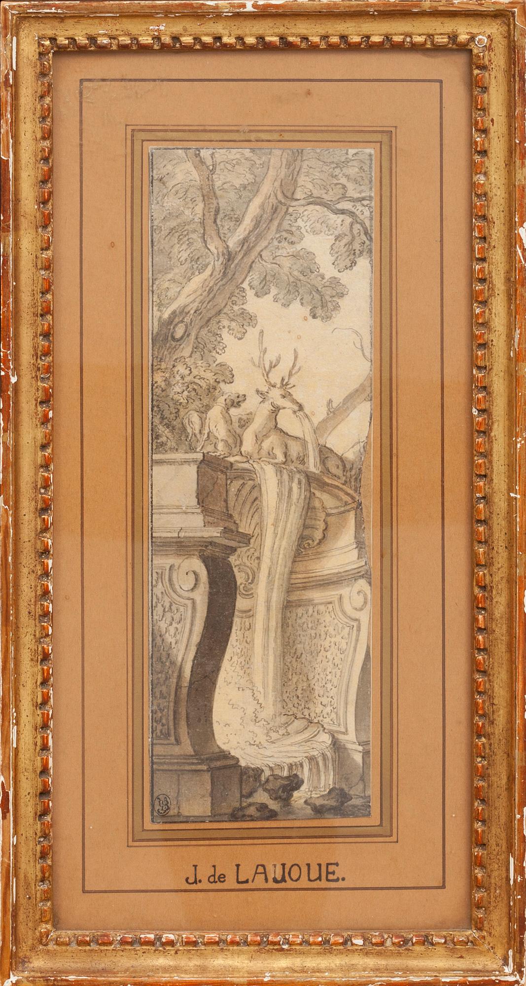 JACQUES DE LAJOUE, tillskriven. Blandteknik,  1700-tal.