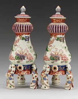 A pair of Japanese style 'Samson' samovars with covers, France, ca 1900.