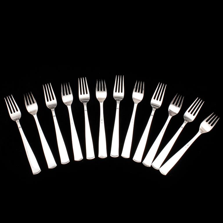 BESTICKSERVIS, 102 delar, silver, "Rosenholm", GAB, Stockholm, bland annat 1976. Vikt ca 2177g.