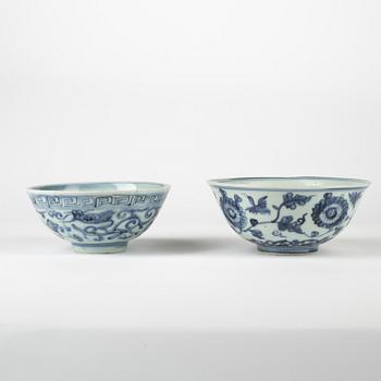 Two blue and white bowls for the South East Asian market, Ming dynasty (1368-1644).