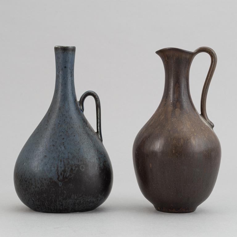 Gunnar Nylund, a set of five stoneware vases, a jug and a bowl, Rörstrand, 1950's/1960's.