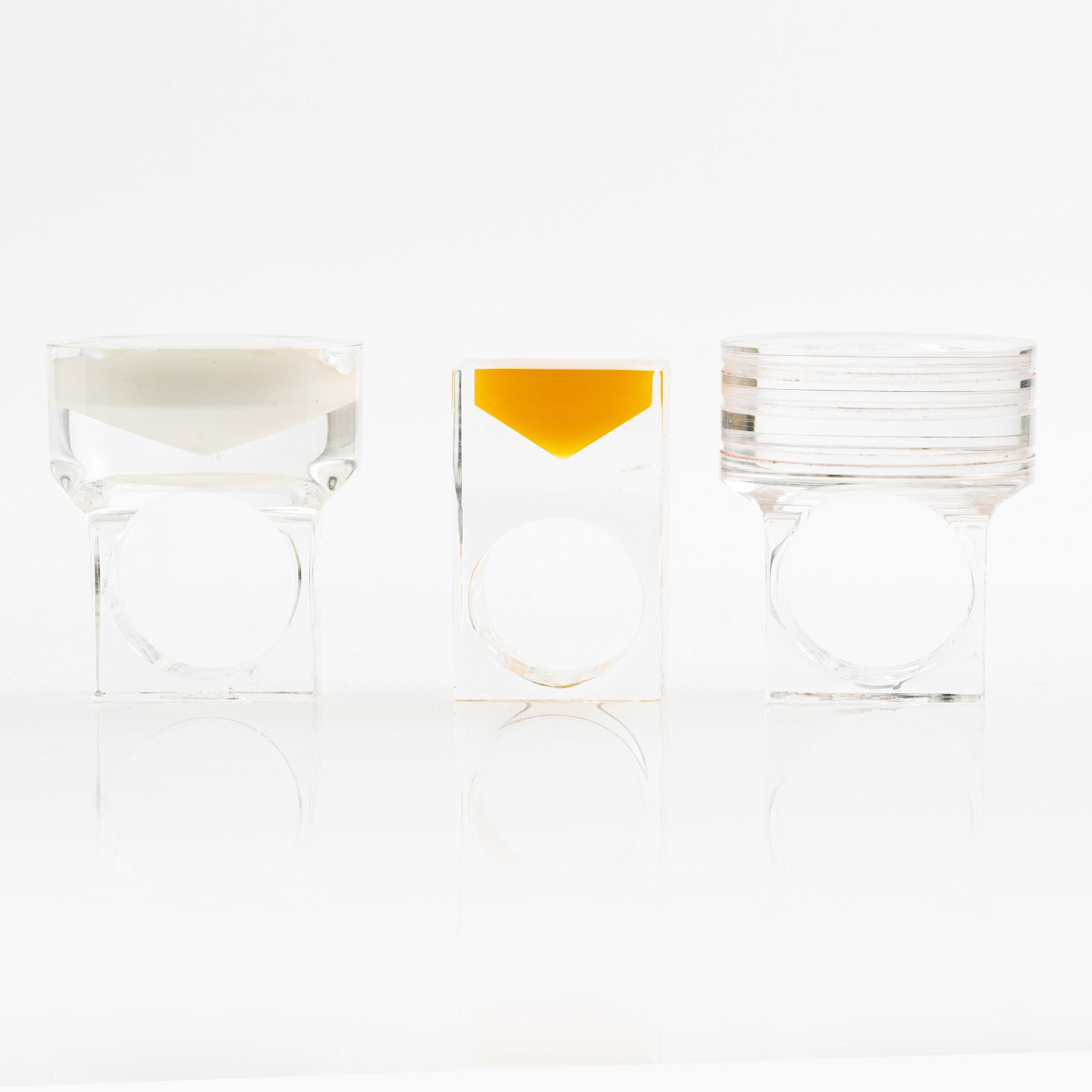 Siv Lagerström, tre ringar, akrylplast, 1970-tal.