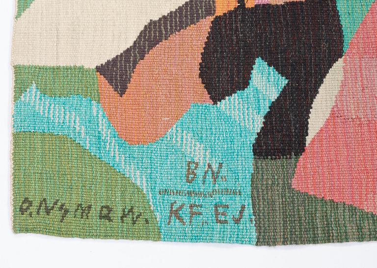 TAPESTRY. "Utflykt". Tapestry weave. 157,5 x 198,5 cm. Signed O. NYMAN. BN. KF. EJ.