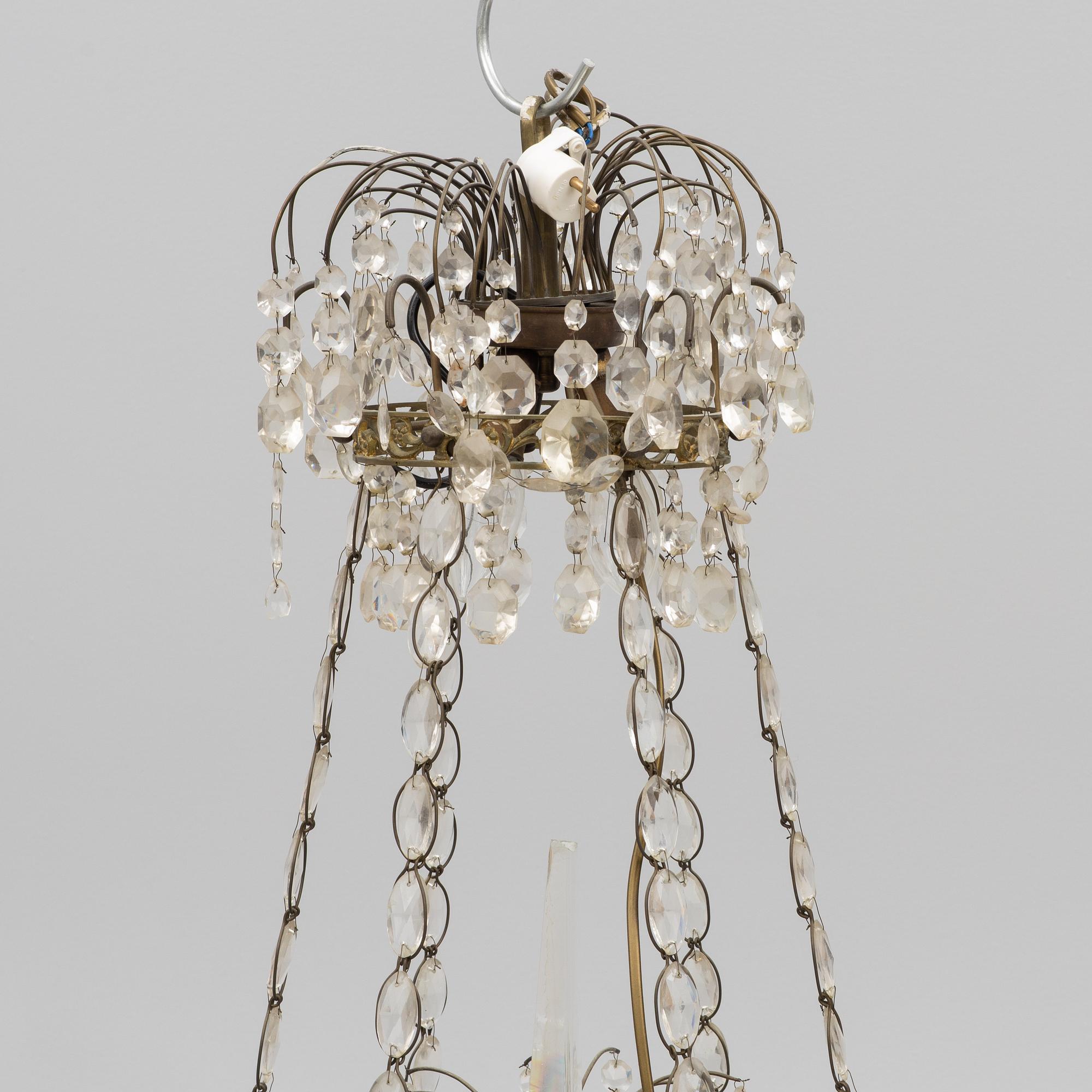 A Gustavian style chandelier, first half of the 20th century.