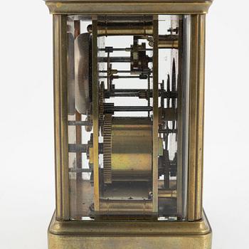 A brass carriage clock, G.W. Linderoth, circa 1900.