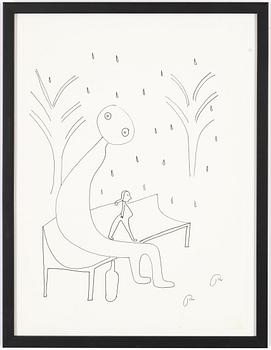 Roger Risberg, indian ink drawing, signed. Executed in 2008.