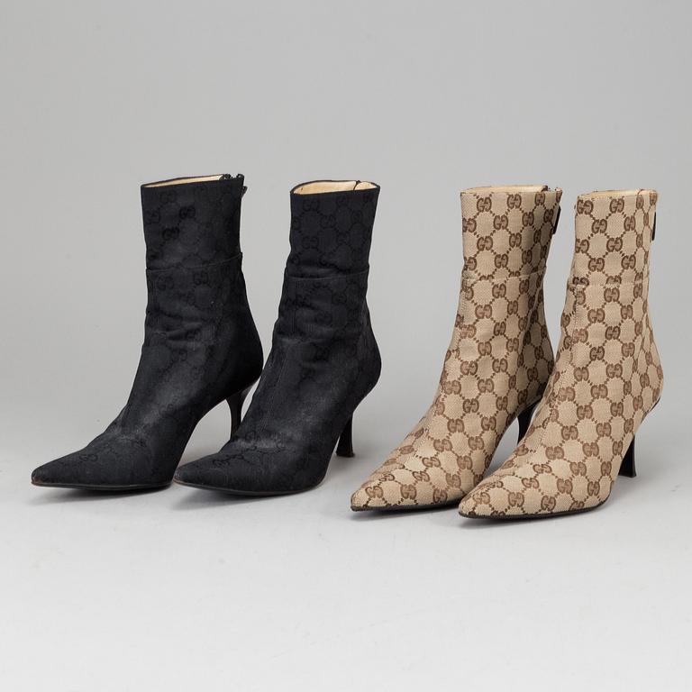 GUCCI, stövletter, två par, italienska storlekar 37 & 37,5.
